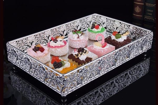 30 20cm Rectangle Metal Silver Decorative Serving Trays - Silver Decorative Mirror Tray 30 20cm Rectangle Metal Silver Decorative Serving Trays - Silver Decorative Mirror Tray