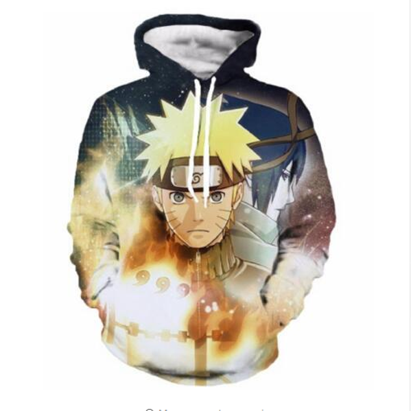

2017 spring autumn crewneck uzumaki naruto hoodies pullover women men sweatshirts 3d printed anime cartoon jersey lms06, Black