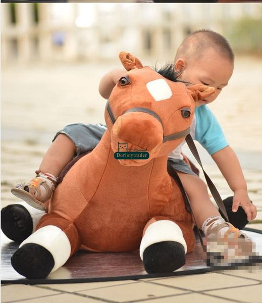 Dorimytrader 130 cm Bonito Grande Simulado Animal Cavalo Brinquedo 51 '' Big Macio Recheado Deitado Cavalos Brinquedos Crianças Brincar Boneca Bebê Presente DY61523