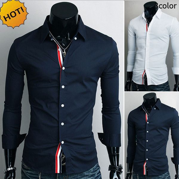 

fashion 2017 spring autumn strip patchwork turn-down tuxedo shirts men camisa masculina brand clothing married base shirt, White;black
