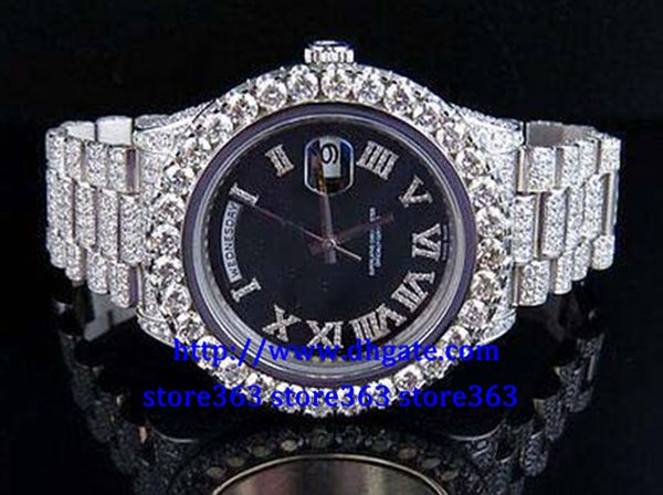 

factory wholesale watches mens 2 ii 18k 41mm president 218239 white gold diamond watch*007--063, Slivery;brown