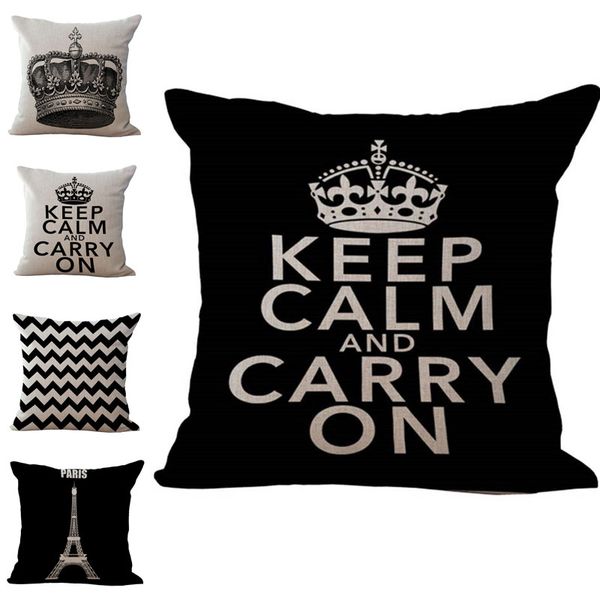 Keep Calm And Carry On Inspired Word Throw Pillow Cases Cushion
