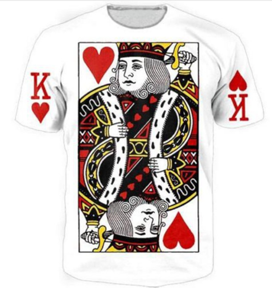 

новые моды для мужчин / женщин король сердец футболка летний стиль смешно унисекс 3d печати повседневная футболка топы плюс размер aa246, White;black
