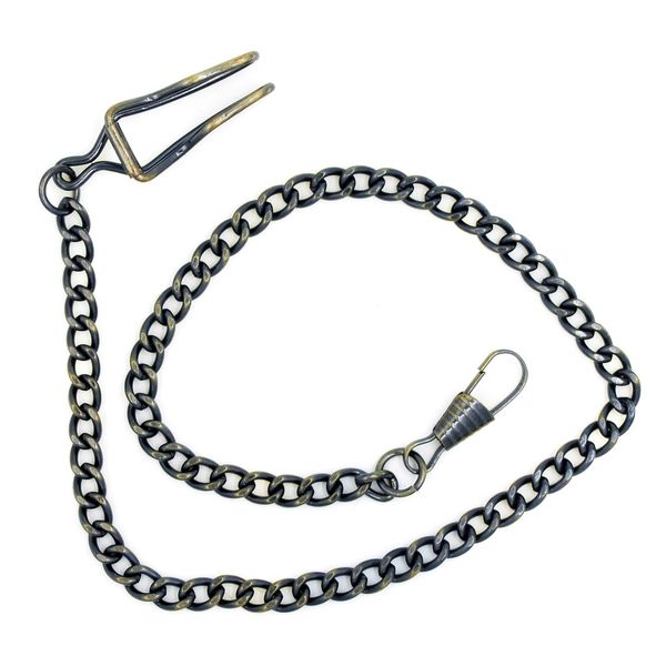

10pcs a lot 34cm new classic black plated pocket watch chain belt accessories pendant chains b005, Bronze;slivery