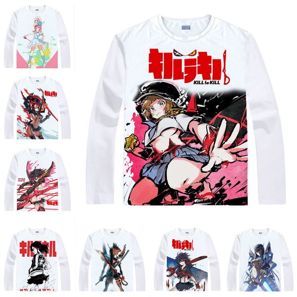

japanese anime shirt kill la kill t-shirts multi-style long sleeve matoi ryuuko jakuzure nonon cosplay costume kawaii gift, White;black