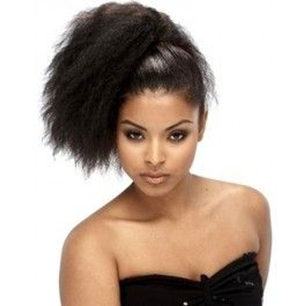 

kinky straight human hair ponytail extension 120g wrap around coarse yaki straight pony tail hairpiece for black women ship
