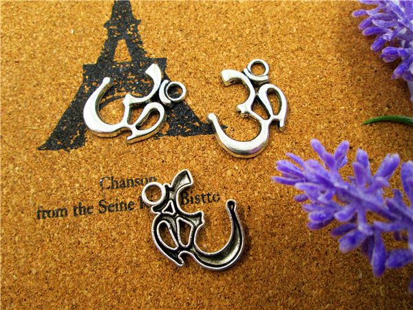

45 pcs-om charms ,antique tibetan silver tone yoga ohm aum symbol charm pendants 23x28mm, Bronze;silver