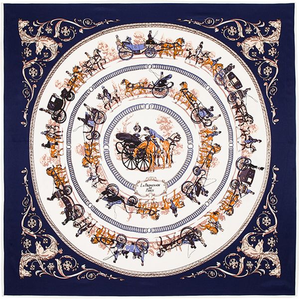 

wholesale-100cm*100cm 100% twill silk euro brand royal household horse carriage trip women square scarf spring femal scarves shawl b122, Blue;gray