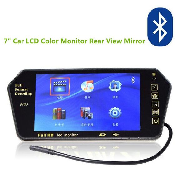 

Новые HD 7 дюймов LCD цвет 1024 * 600 зеркало заднего вида монитор Bluetooth FM USB SD MP5 монитор 2 A