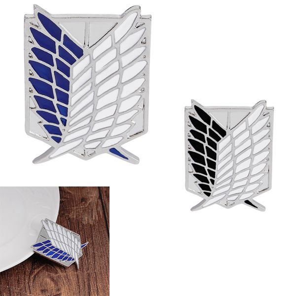 

4 colors attack on titan badge lapel pin shingeki no kyojin cabochon black blue enamel brooch patch wings of om anime pins, Gray