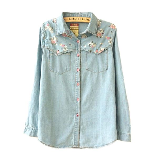 

МОДА СТИЛЬ с длинным рукавом повседневная рубашка Новый 2017 весна женщина джинсов