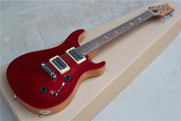 Acheter Guitare électrique Avec Corps Rouge Manche En Acajou Incrustation De Marques De Frettes Doiseau Jaune Et Peut être Personnalisé De 22011