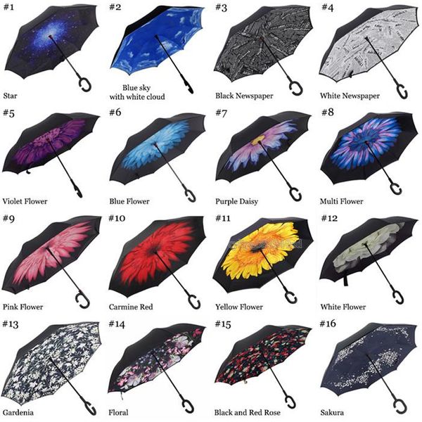 

inverted umbrella double layer reverse rainy sunny umbrella with c handle 30 different type dhl ing