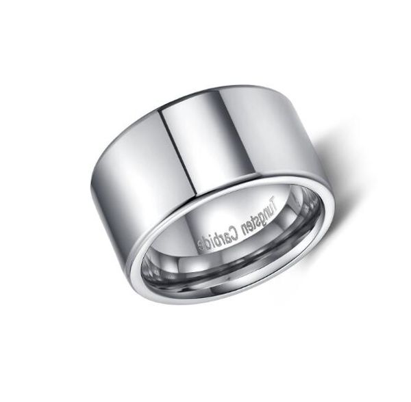 

10mm wide high polish plain flat tungsten carbide ring for men wholesales, Silver