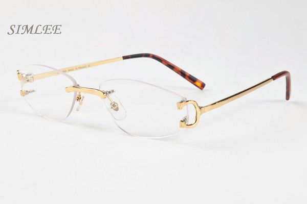 

quality designer silver high sunglasses for men men frame glasses fashion rimless glasses metal 2018 gold clear buffalo horn gla kgbs, White;black