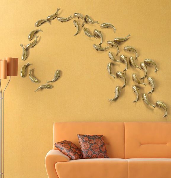 

fashion european style goldfish mural ornaments, l living room wall decorations craft home hooks wholesale 2pc/set b706