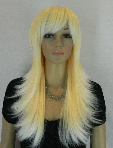 

new fashion long blonde cosplay costume wig, Golden;white
