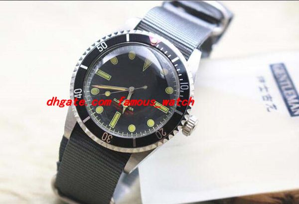 

new fashion luxury mens ss 14060 no-d black dial - black nato strap automatic men's watch watches, Slivery;brown