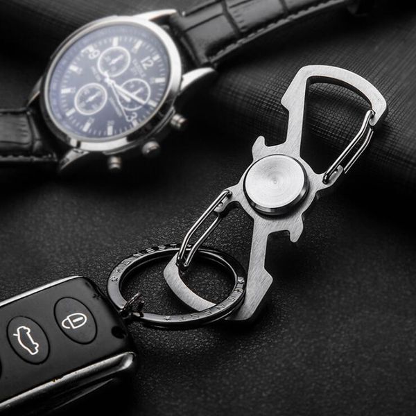 

fidget spinner stainless steel bottle opener keychains multifunction hand spinners fingertip gyro key ring key chain opener wholesale, Silver