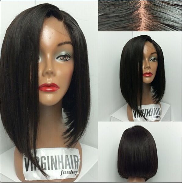 

brazilian straight hair glueless full lace human hair bob wigs& lace front wig bob style 130-150 density, Black;brown