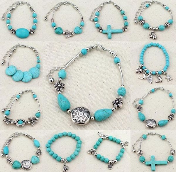 

elephant turquoise hand poles anti - fatigue bracelet fb188 mix order 20 pieces a lot charm bracelets, Golden;silver