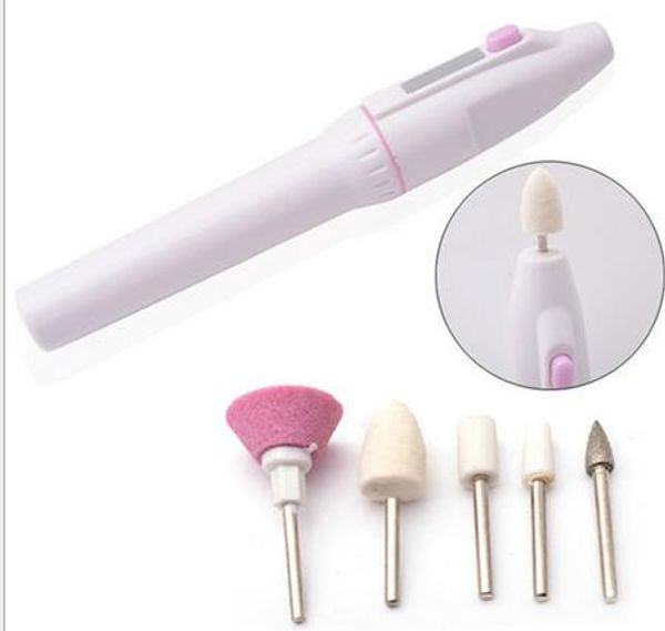 

pen shape electric nail drill machine art salon manicure file polish tool+5 bits