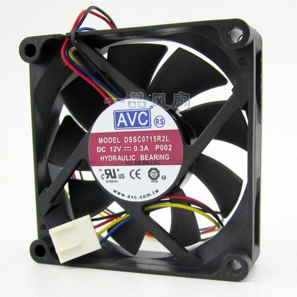 

avc dssc0715r2l, p002 dc 12v 0.3a 4-wire 4-pin connector 100mm 70x70x15mm server square cooling fan