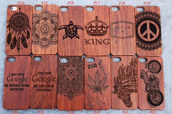 Custom Laser Engraved Wood Phone Case Wood Cases For Iphone 5s 6 6s plus 7 7plus Samsung Galaxy S5 S6 S7 Edege
