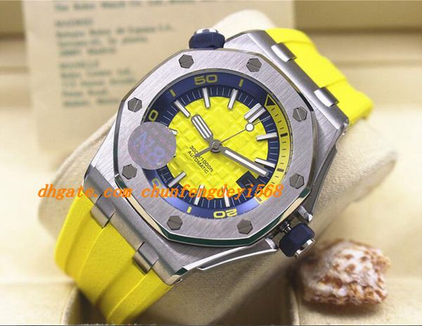 

luxury wristwatch diver st.oo.a051ca.01 yellow rubber bracelet automatic watch men watches new arrival, Slivery;brown