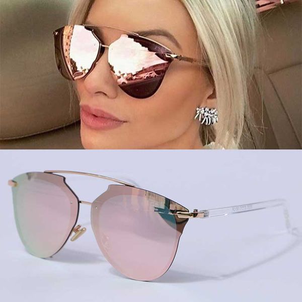 

wholesale- personality rimless vintage brand women sunglasses 2017 fashion colorful eyewear uv400 mirrors cat eye oculos gafas de sol, White;black