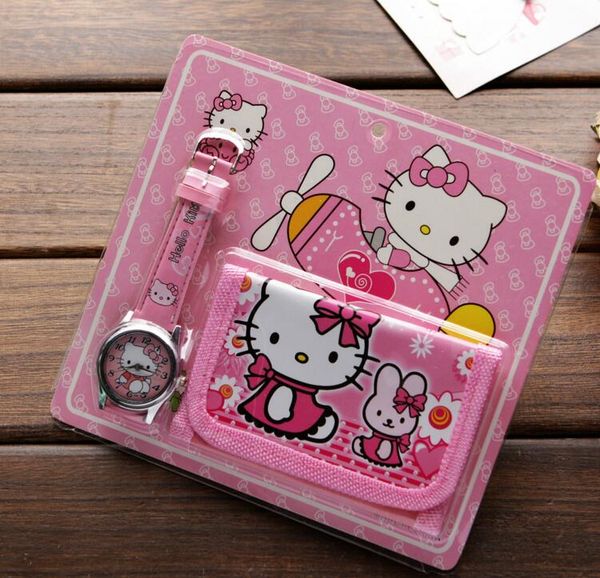 

Оптовая серия Hello Kitty детские наборы часы и кошелек наручные кварцевые рождествен