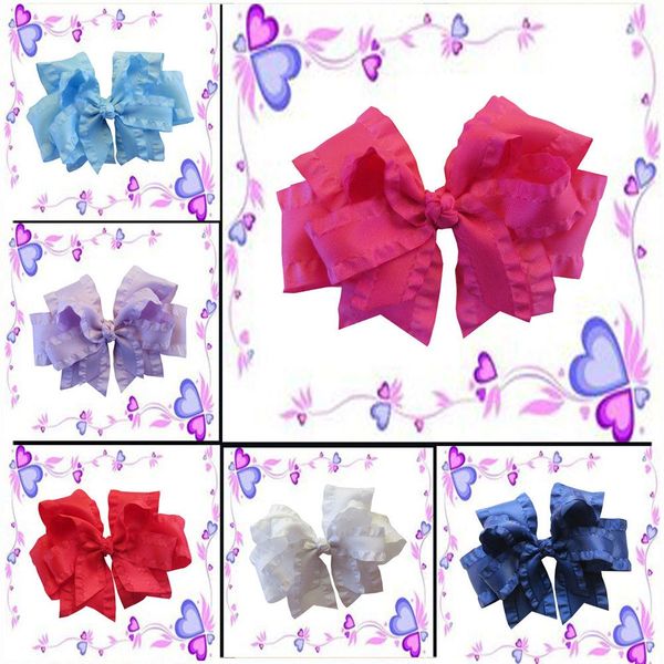 

14 pcs blessing good girl hair accessories ruffle ribbon 5" double bow clip 27 no