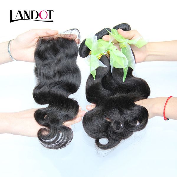 

Eurasian Virgin Hair Body Wave With Closure 8A Unprocessed Human Hair Weaves 3 Bundles And 1 Pcs Top Lace Closures Natural Black Extensions