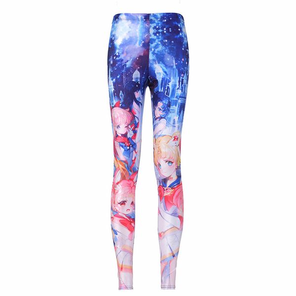 

wholesale- women 2015 fashion legging digital printing crying sailor moon crystal printed leggings fitness pants slim jeggins, Black