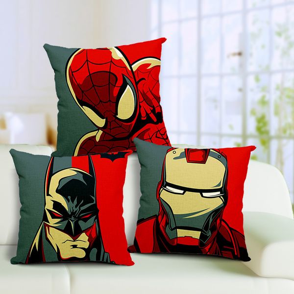 

cushion cover batman iron man nordic cotton linen pillow cushion case comfortable pillow cover for home sofa decoration pillowcase