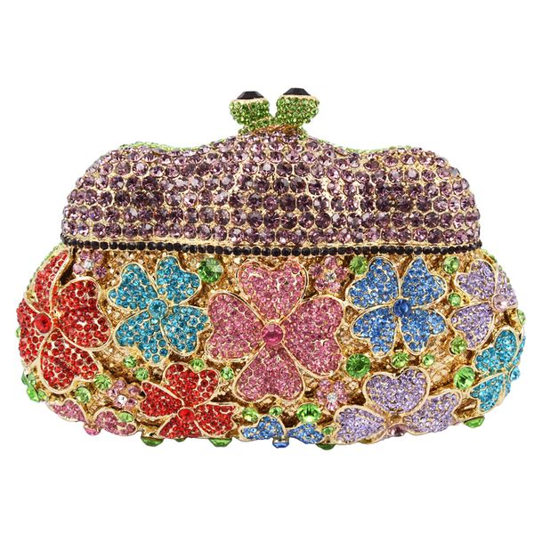 

wholesale- new evening bags golden unique women clutch bag hollow out party purse crystal ladies dinner handbag sc152