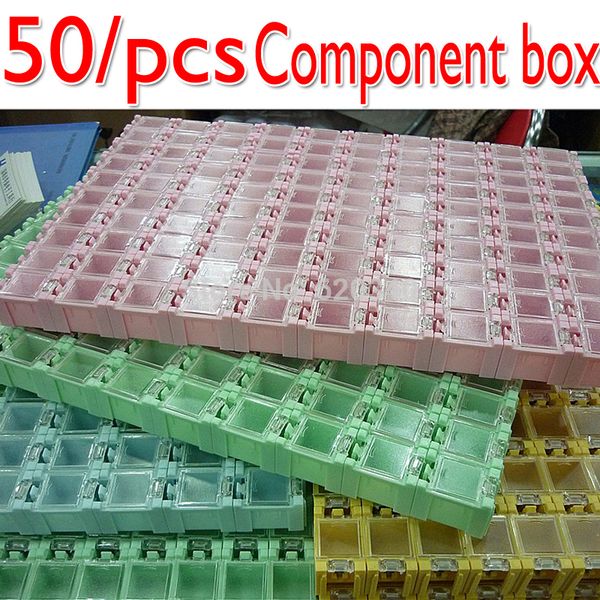 

wholesale-new & genuine 50pcs smd smt electronic component mini storage box and practical jewelry storaged case