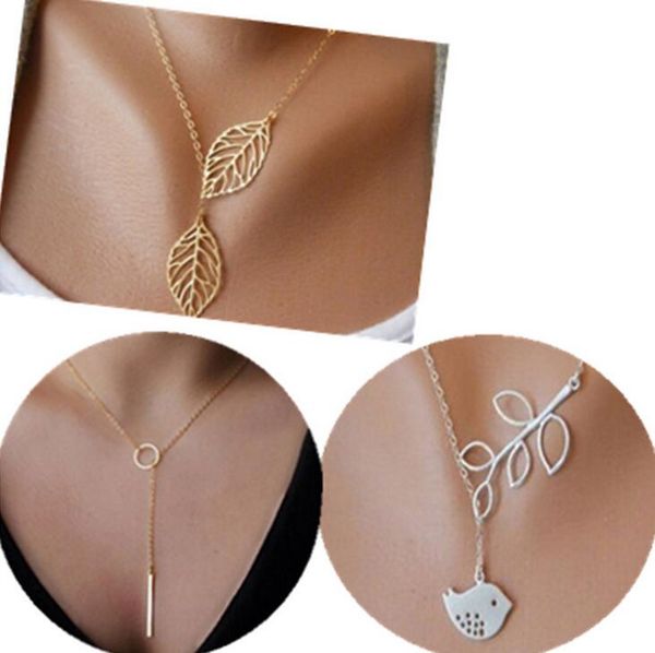 

leaf necklace simple metal ring wfn446 (with chain) mix order 20 pieces a lot, Silver