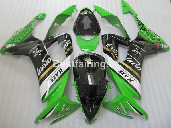 Venda quente Kit de justa plástico para Kawasaki Ninja ZX10R 08 09 Green Black Feedings Set ZX10R 2009 2009 TU06