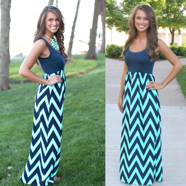 

Beach Style Summer Fashion Women dress Cotton Boho striped Long Maxi Dress Casual Sleeveless O-Neck Dress Plus Size