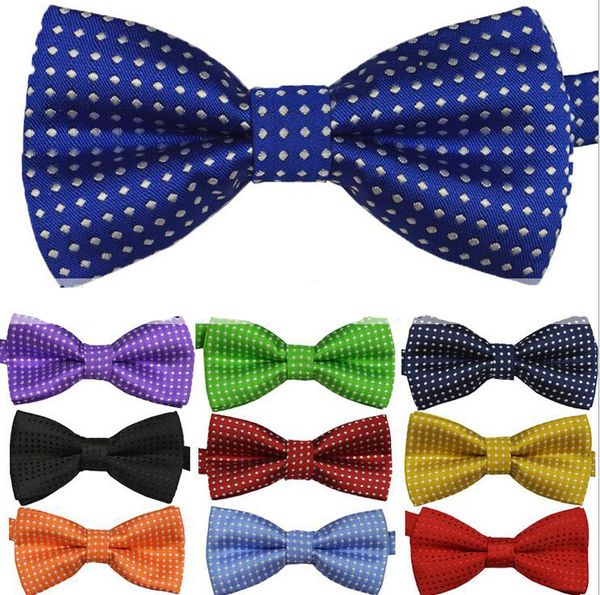 

new children's ties boy's girl's bow tie fashion baby bow tie polyester yarn material kids shirt dots tie party supply 16 col, Red;brown