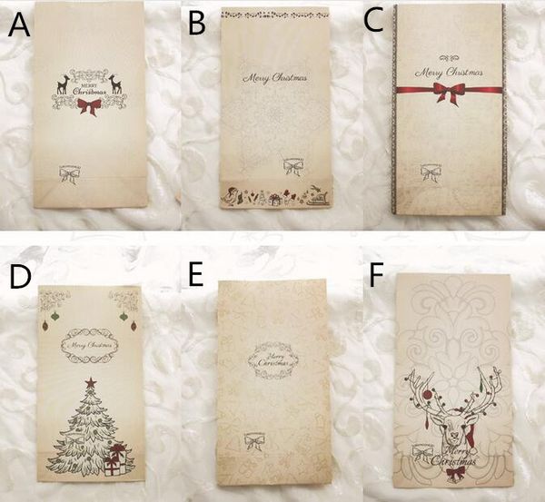 

fashion kraft paper bag merry christmas gift bags party lolly favour bowknot wedding packaging 22x12x6cm