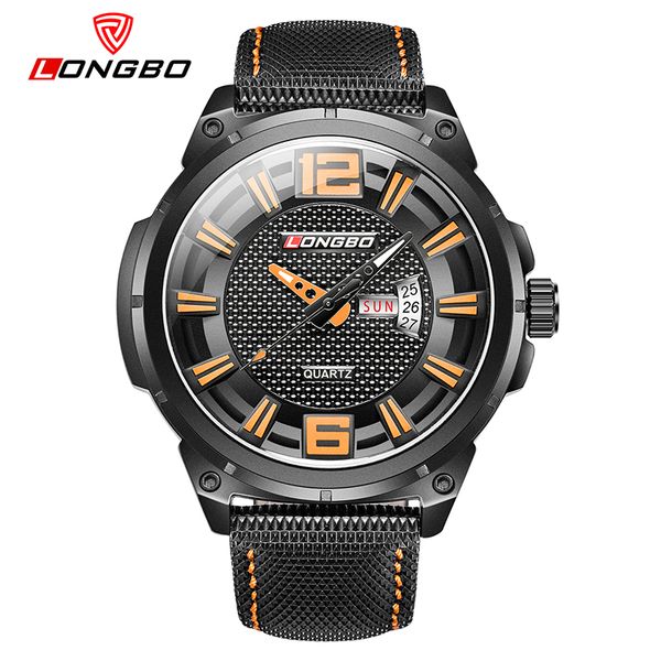 

brand stores longbo men's sports business luxury leisure belt watch men's waterproof quartz watch students watch, Slivery;brown