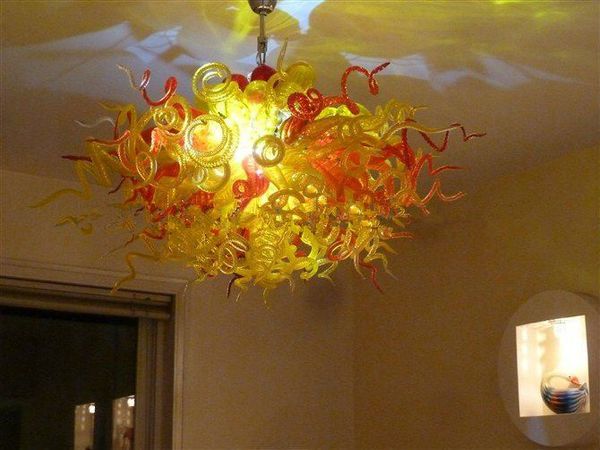 

longree стиль art желтый и красный стекла люстра для home hotel decor glass material современные светодиодные настроенный люстра