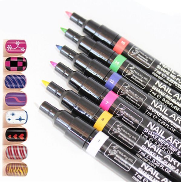 

wholesale- black + white charm painting uv gel polish manicure nail art pen painting design tools painting pen tool, 2 pcs/lot