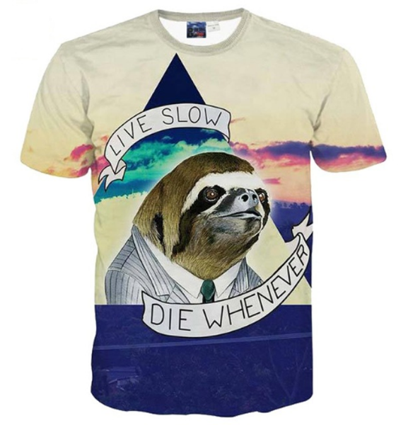 

новейшая мода мужская / женская животных джентльмен лето стиль смешно 3d печати повседневная футболка топы плюс размер aa164, White;black