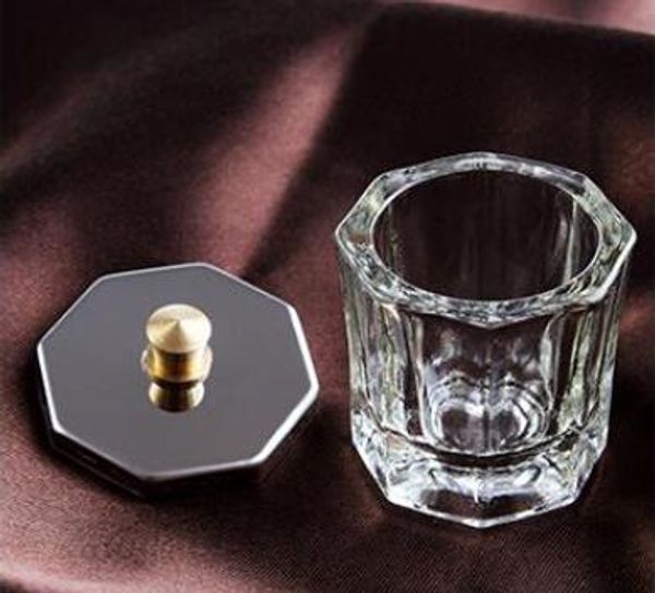 

glass dappen dish with lid cover bowl cup crystal glass dish acrylic nail art equipment
