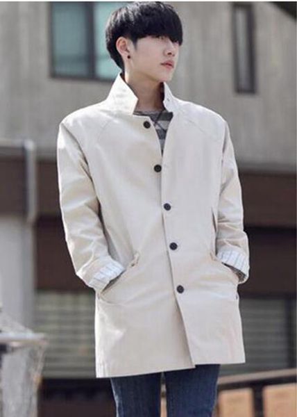 

men's winter long in europe and the united states the new boutique han edition of high-grade trench coat / m, Black