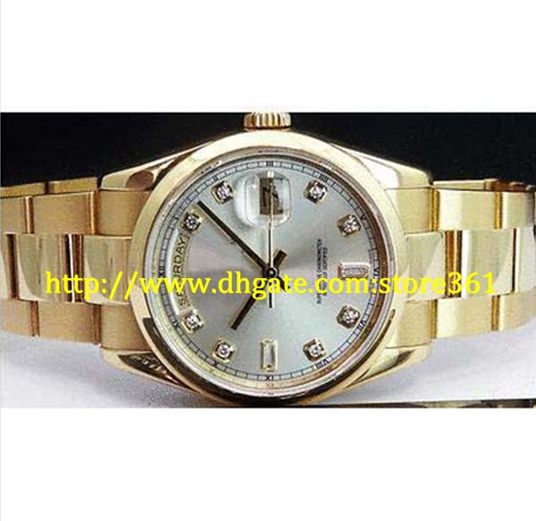 

store361 new arrive men's 18kt gold president silver diamond 118208, Slivery;brown