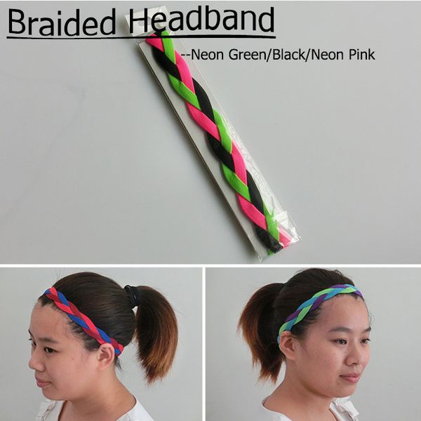 

softball baseball sports braided headbands sweat silicone non slip girl soccer elastic hair bands, Silver